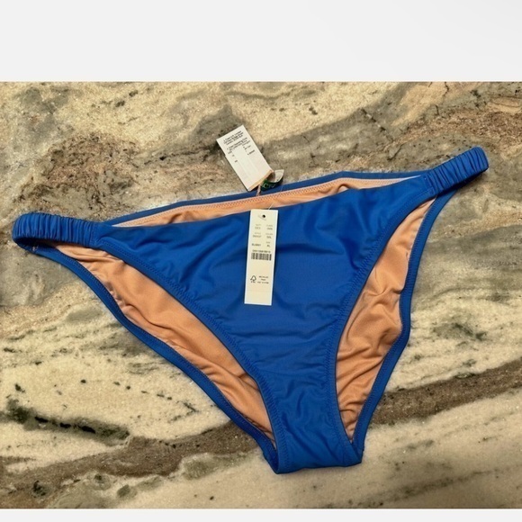 J. Crew Other - J Crew Bikini Bottom Ribbed Trim Blue Sting Hipster Sexy Cheeky Beachy Lined